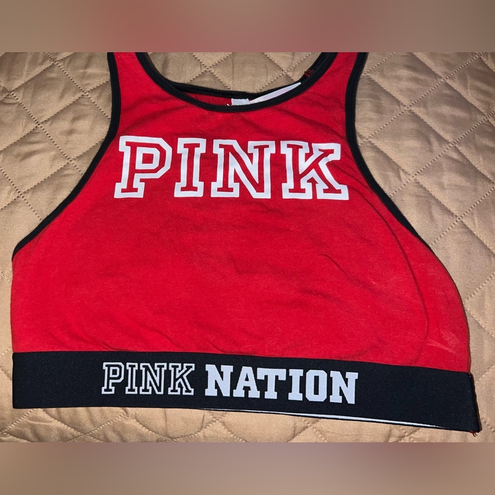 PINK Victoria's Secret Red Tee with White Logo